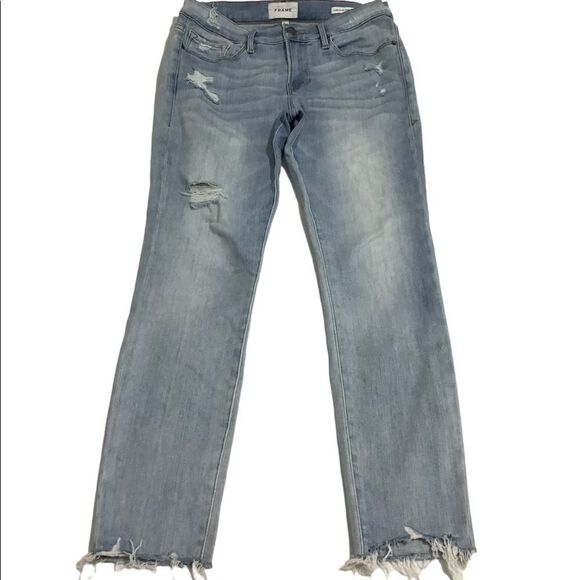 Frame Le Skinny de Jeanne Distressed Crop Jeans Good Condition Size 28 - Picture 2 of 10